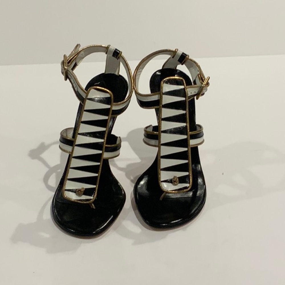 Brian Atwood Black/White Thong Sandal